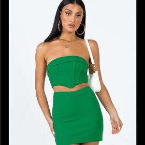 Princess Polly Laviella green strapless corset tube top